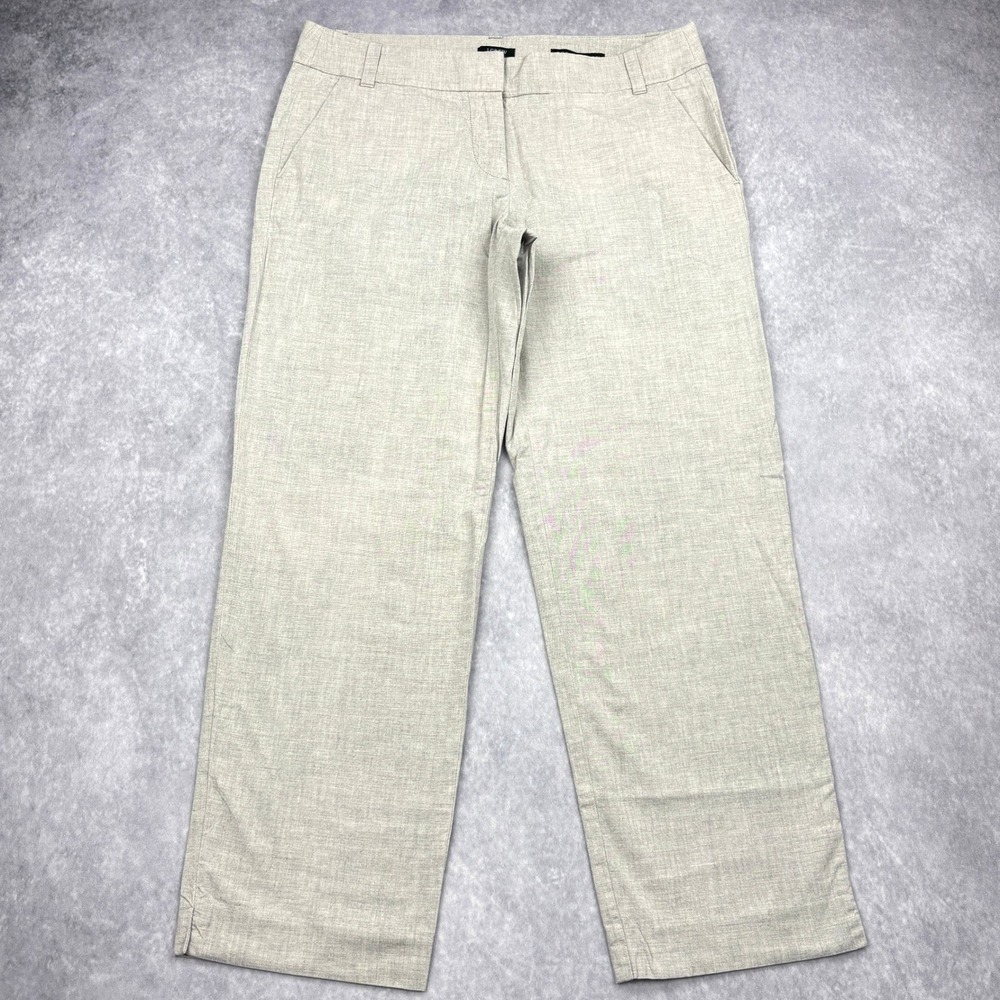 JCrew City Fit Pants Womens 2 Oatmeal Linen Look Cotton Cropped Trousers 12305